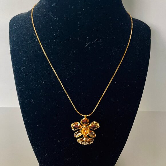RISIS 14K Gold-Filled Orchid Pin & Necklace – NIB – $150 Retail​ - Picture 1 of 6